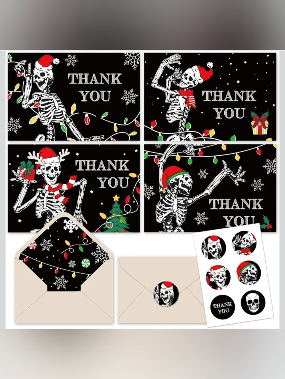 🎄 Whaline 24Pcs Gothic Christmas Thank You Note Cards New